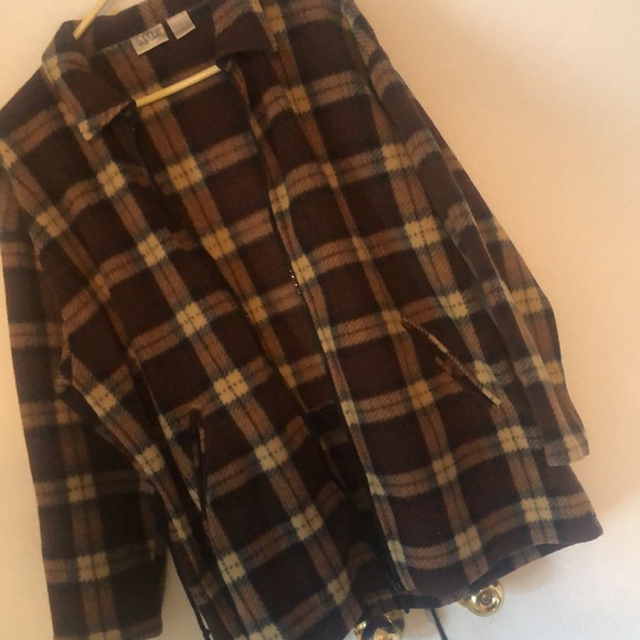 Woman’s fall cozy warm plaid soft fleece zip up drawstring coat shacket - Picture 10 of 11